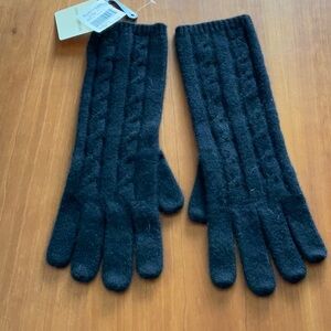 Ralph Lauren Black Cable Knit Cashmere Gloves